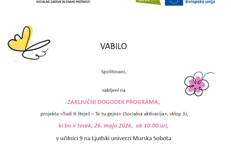 Vabilo na zaključek tretjega programa SA+, sklop 3 1